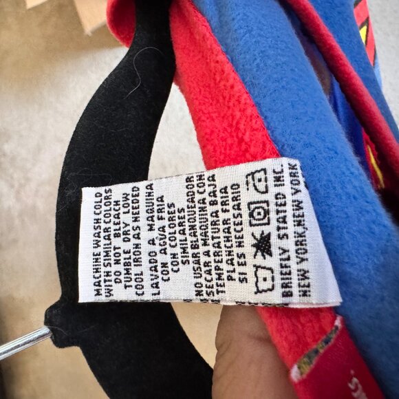 Superman Adult Pajamas Large Blue Red Fleece Costume DC Comics Sleepwear - Picture 6 of 6